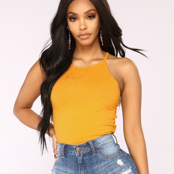 mustard yellow halter top